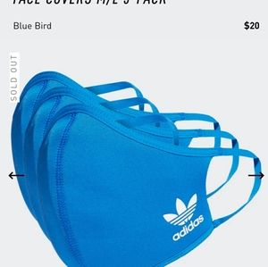 Adidas face masks 2 x black, 3 x blue